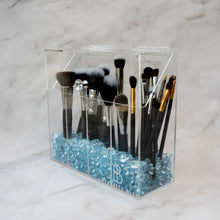 Load image into Gallery viewer, Makeup Brush holder with Blue Crystal beads
