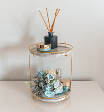 Load image into Gallery viewer, Two tier marble rotating tray decor
